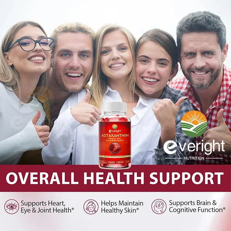 Astaxanthin - Bổ sung chất chống oxy hóa cao cấp 12mg để hỗ trợ sức khỏe hệ thống miễn dịch và khớp da mắt - Không biến đổi gen & không chứa gluten — image 4
