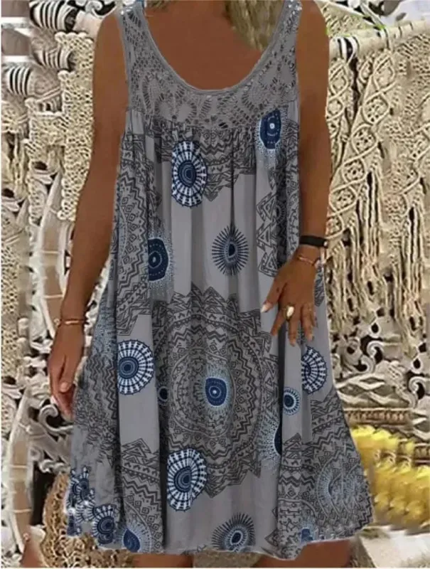 Damen-S-5XL-Größe, digital bedruckt, schulterfrei, sexy Leibchen, locker sitzendes Kleid, Spitze, Freizeitkleid, Sommerkleid — image 13