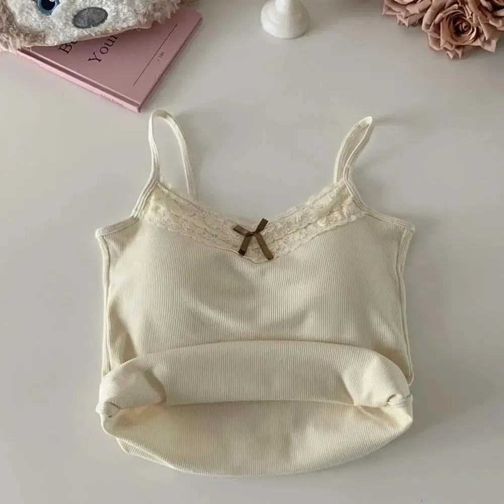 2026 koreański Y2k krótki Top wiosenny letni koronkowy Tank Top kobiety przycięte śliczne Camis kamizelka seksowne białe krótkie bluzki kamizelka bez rękawów Coquette