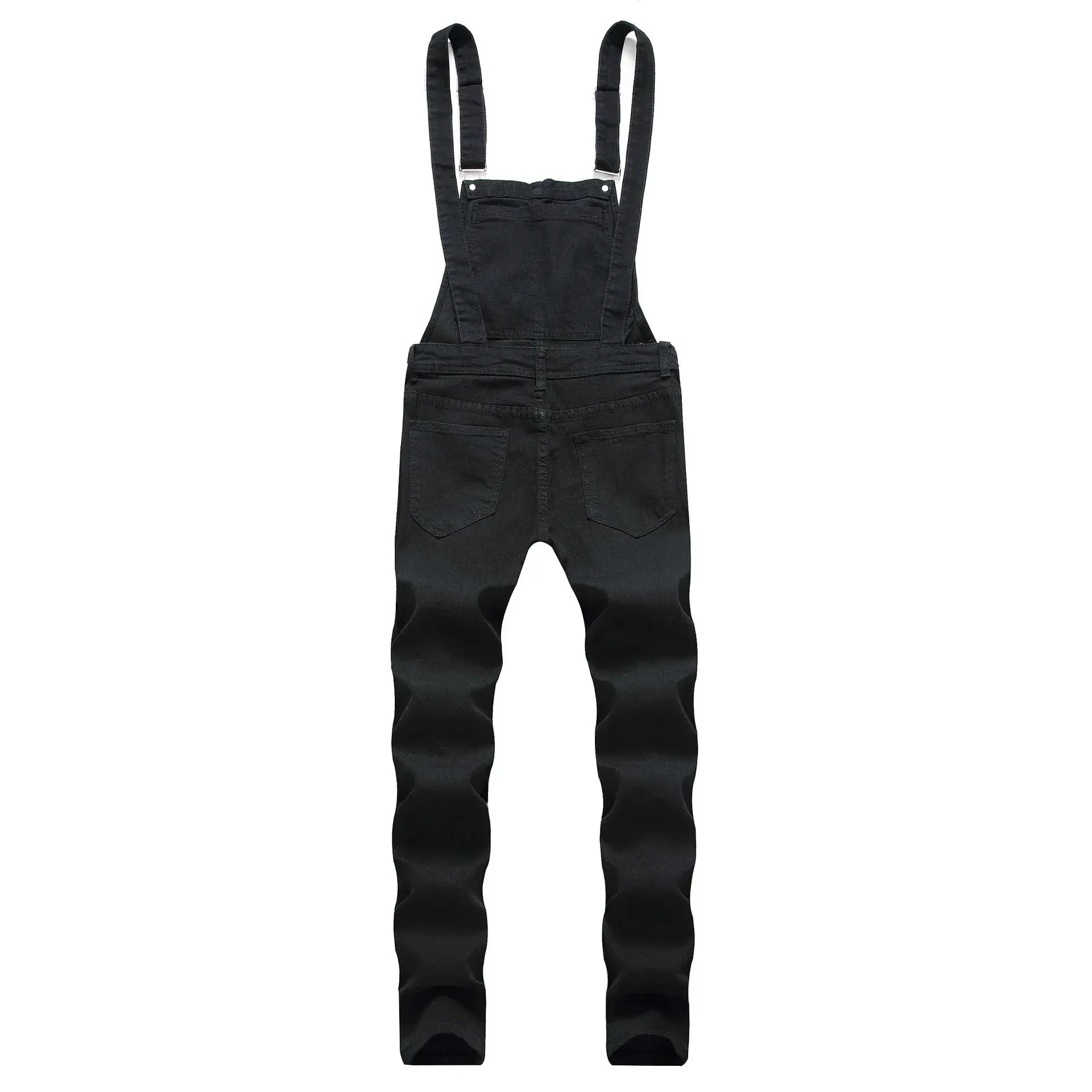 Men Jeans Jumpsuits Denim Overalls Distressed Pockets One Piece Pencil Pants Solid Washed Ankle Length Safari Style Spliced — image 5