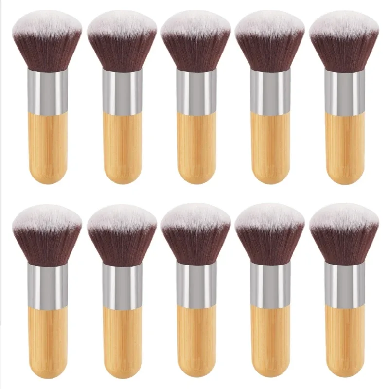Bamboo Handle Foundation Brush Loose Powder Makeup Borstar Blush Contour Liquid Foundation Cream Professionell ansiktsskönhetsverktyg — image 14