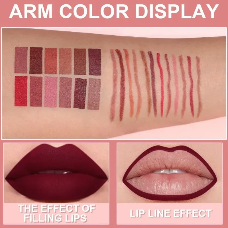 6pcs Lip Liner Pen Set Long-Lasting Waterproof Sweatproof Easy Coloring Non-fading Color Rendering Lip Gloss Set Beauty Makeup — image 6