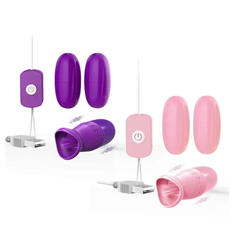 Två bollar Vibrator Tunga Slickning Vibrerande Hopp Ägg Klitorisstimulator Vuxenprodukt Sexleksaker för kvinnor Kvinnlig Onani — image 2