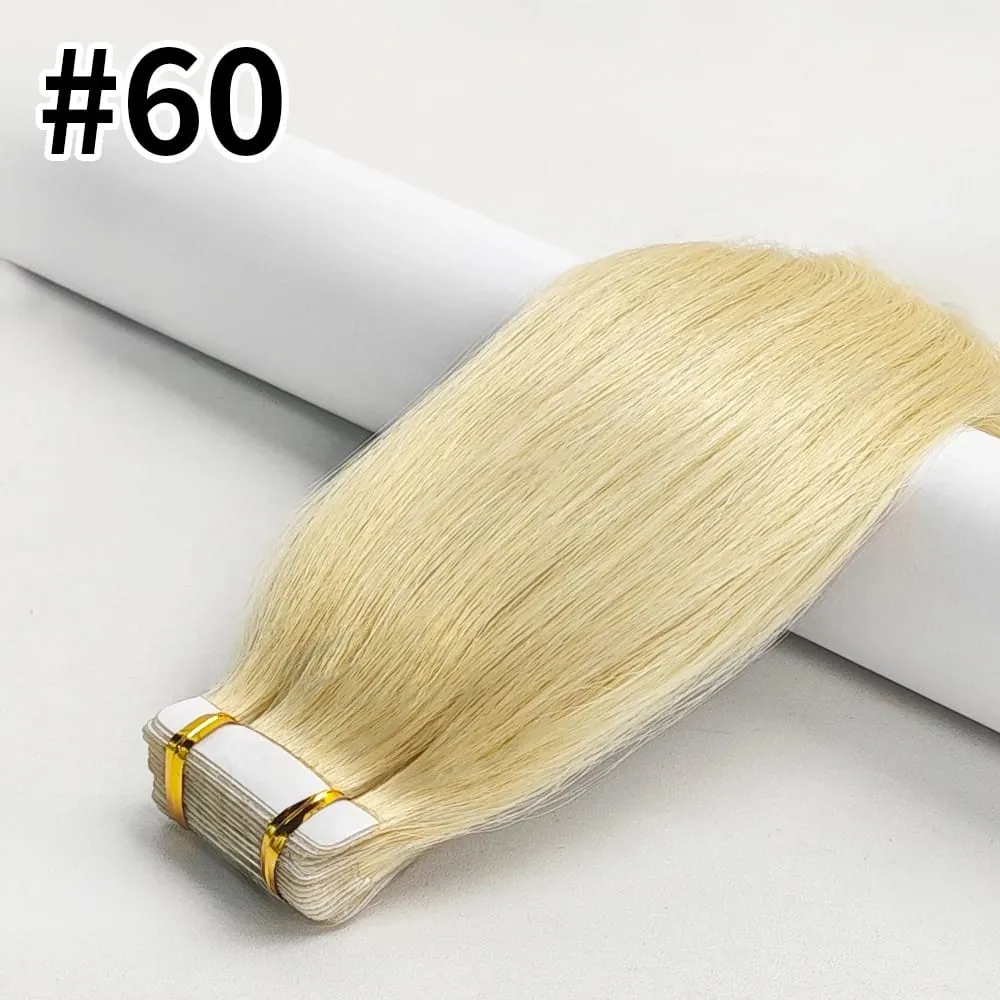 Straight Tape In Extensions 50G/20Pcs Skin Adhesive Invisible Glue #1B Tape Ins Brazilian Remy 100% Human Hair On Salon Quality — image 15