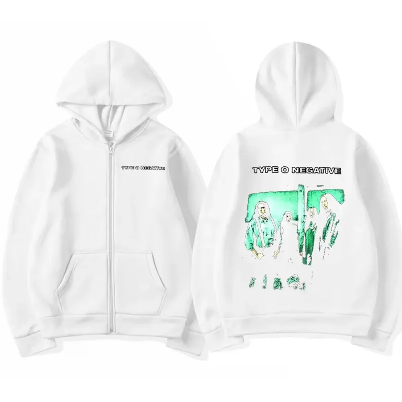 Rock Band Type O Negative 1996 All You Need Is Blood Zip Up Hoodies Gothic Vintage Zipper Sweatshirts Men's Women Jackets Hoodie