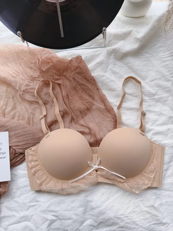 Kırmızı Yarım Fincan Dantel Sutyen Seti Küçük Sandıklar için Ayarlanabilir Destek Anti-Sarkma Push Up Seksi iç çamaşırı seti Kadın Doğum Günü Hediyesi — image 9