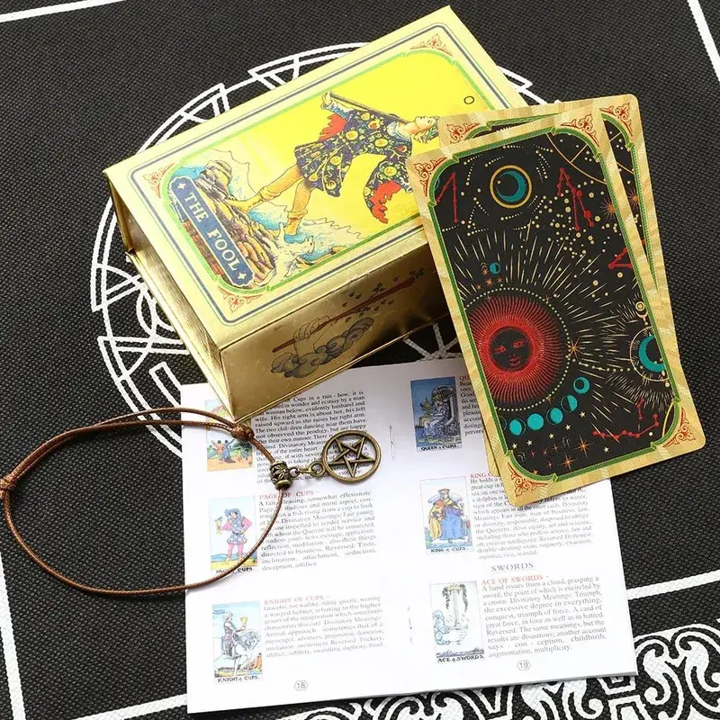 Pink Box Tarot Card Rider Gold Foil Exquisite Chess Card Game Divination Card Collection PVC Waterproof Board Cards Games — image 6