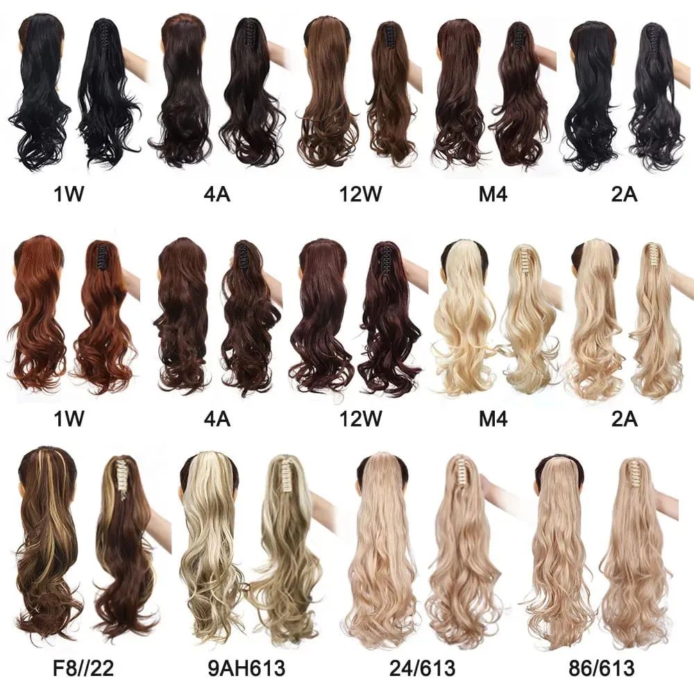 18" Ponytail Extension Synthetic Claw Clip in Hairpiece Curly Wavy Ponytail Hair Extensions Long Pony Tail Hairpiece for Women — image 5
