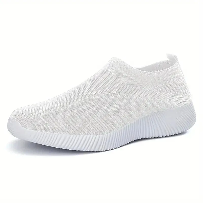 Chaussures pour femmes léger respirant maille sans lacet baskets noir blanc Sport course pour décontracté fête mode dames chaussures — image 9