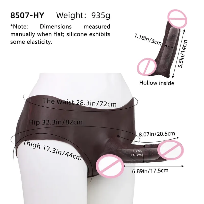 Ultrarealistiske hule dildotrusser Silikone trusser Strapon Penis Extend Sleeve Bukser Sexlegetøj til mænd Pikforstørrelse