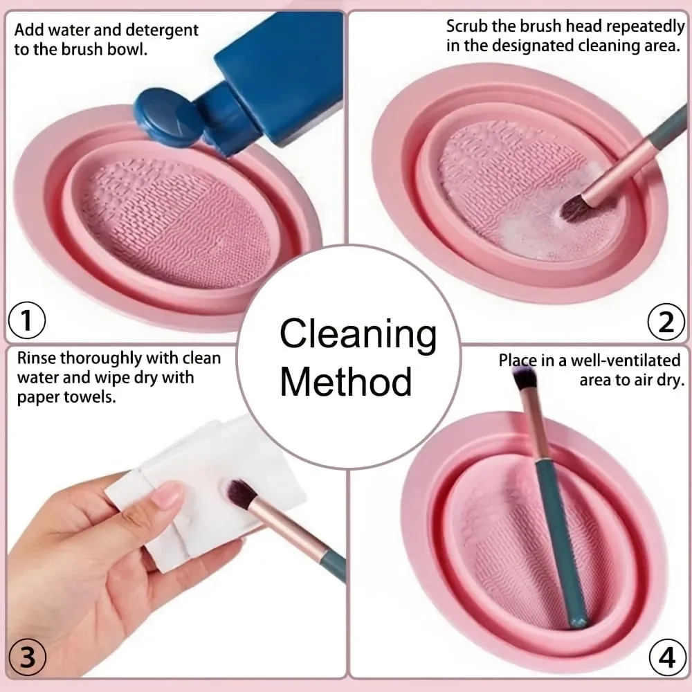 Có Thể Gập Lại Silicone Cọ Trang Điểm Bụi Bát Họa Tiết Chà Cho Bàn Chải Nhồi Bọt Biển Du Lịch Rửa Dụng Cụ Nhỏ Gọn — image 3