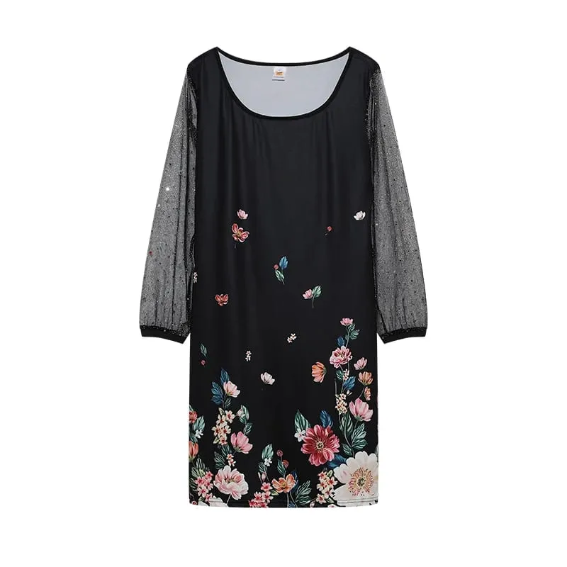 2024 New Spring-style Round Neck Sequins Perspective Gauze Lady Dress — image 9
