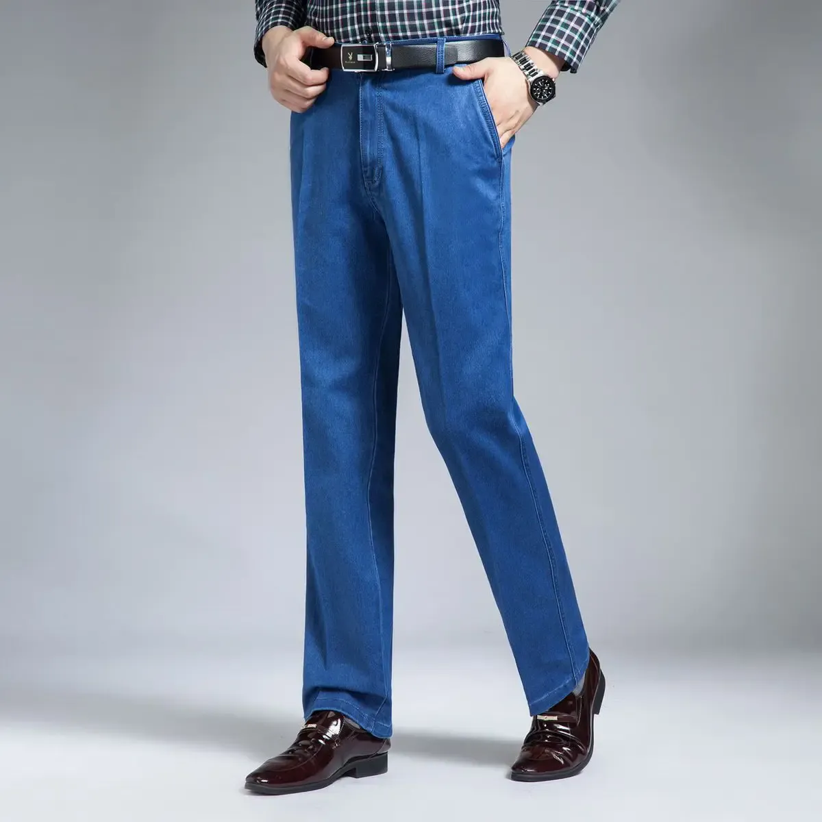 Spring and Summer Middle-aged Jeans High-end Elastic Loose High-waisted Jeans Male Dad Pants Business Jeans — image 4