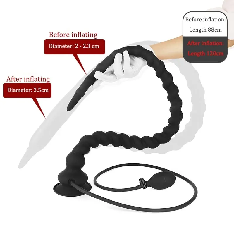 Inflatable Whip Butt Plug Prostate Massager Long Anal Plug Deep Penetration Anal Vaginal Expansion Pump Sex Toys For Men Women — image 5