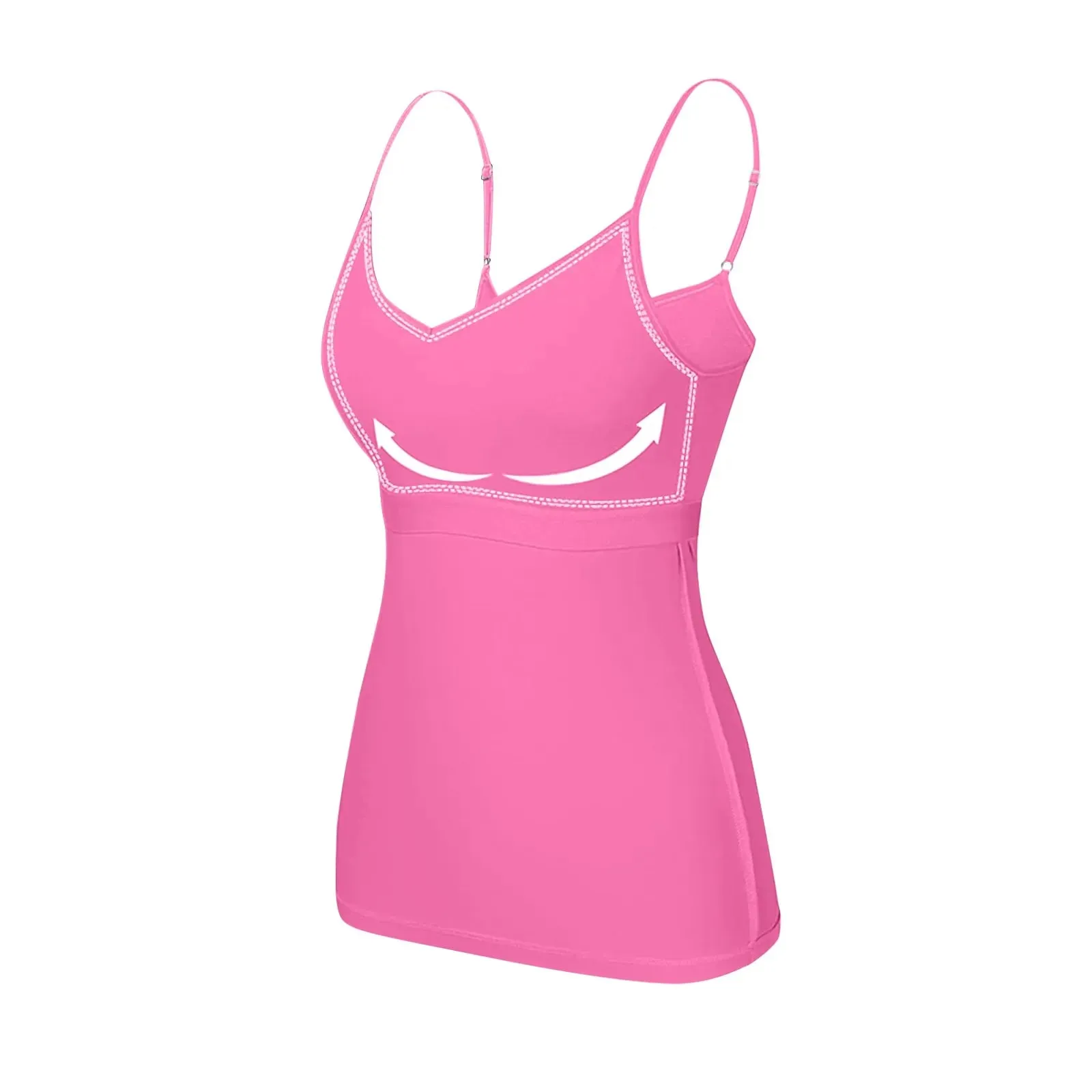 Women's Camisole With Bottom Chest Pad Sexy Oversized Underwear With Chest Pad Summer outerwear Solid color versatile camisas