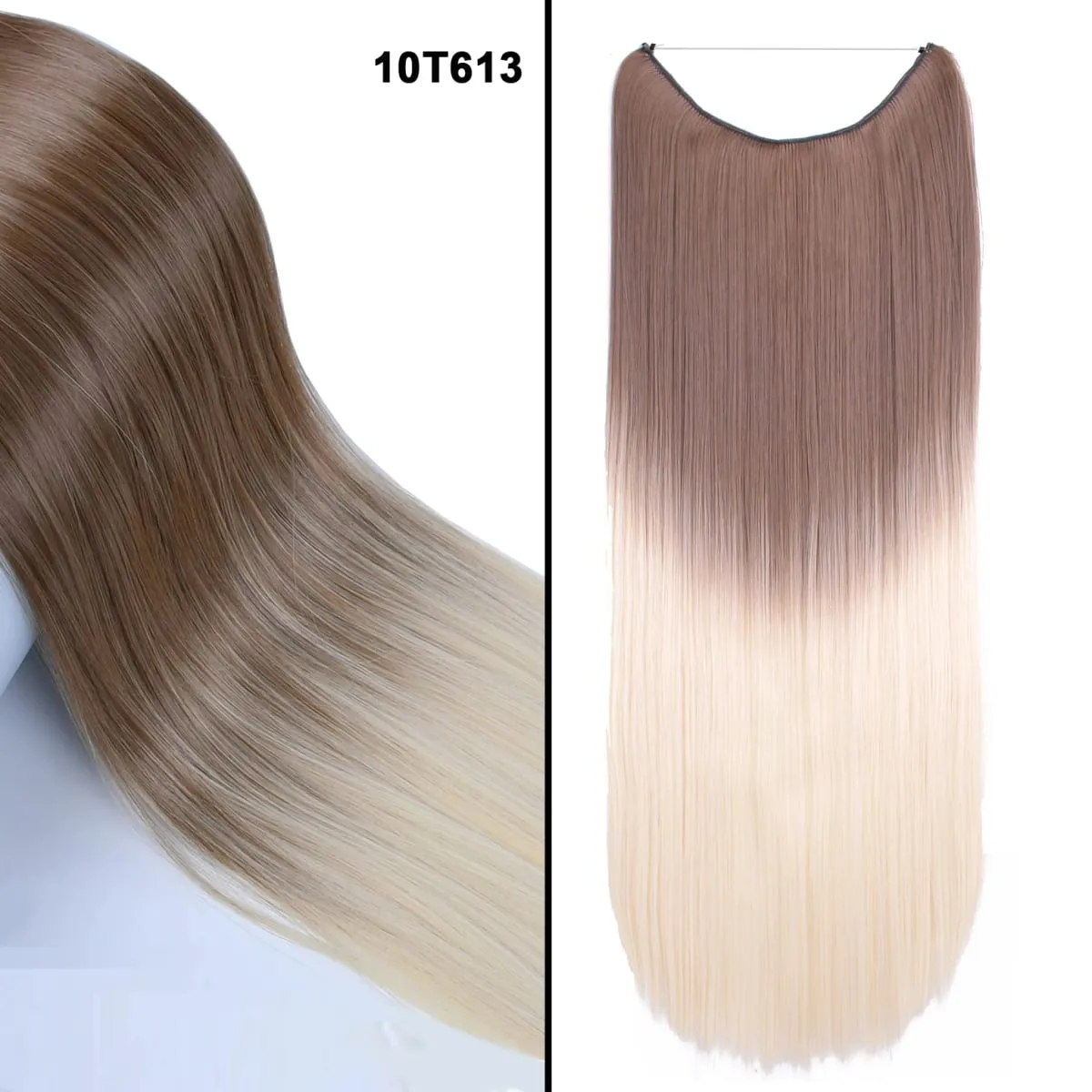 Jeedou Wavy Hair Extension Elasticity Invisible Wire Fish Line One Piece No Clips Synthetic Hairpieces Ombre Color For Ladies