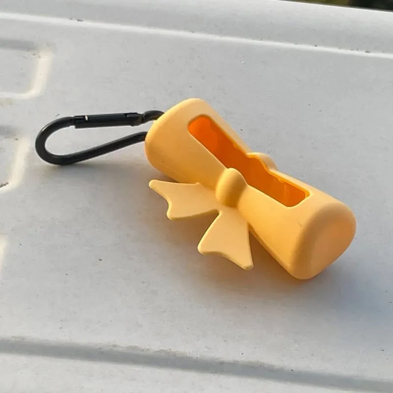 New Bow Candy Peanut Shape Silicone Lipstick Cover Keychains Solid Color Lipstick Storage Bag Light Weight Lip Balm Holder