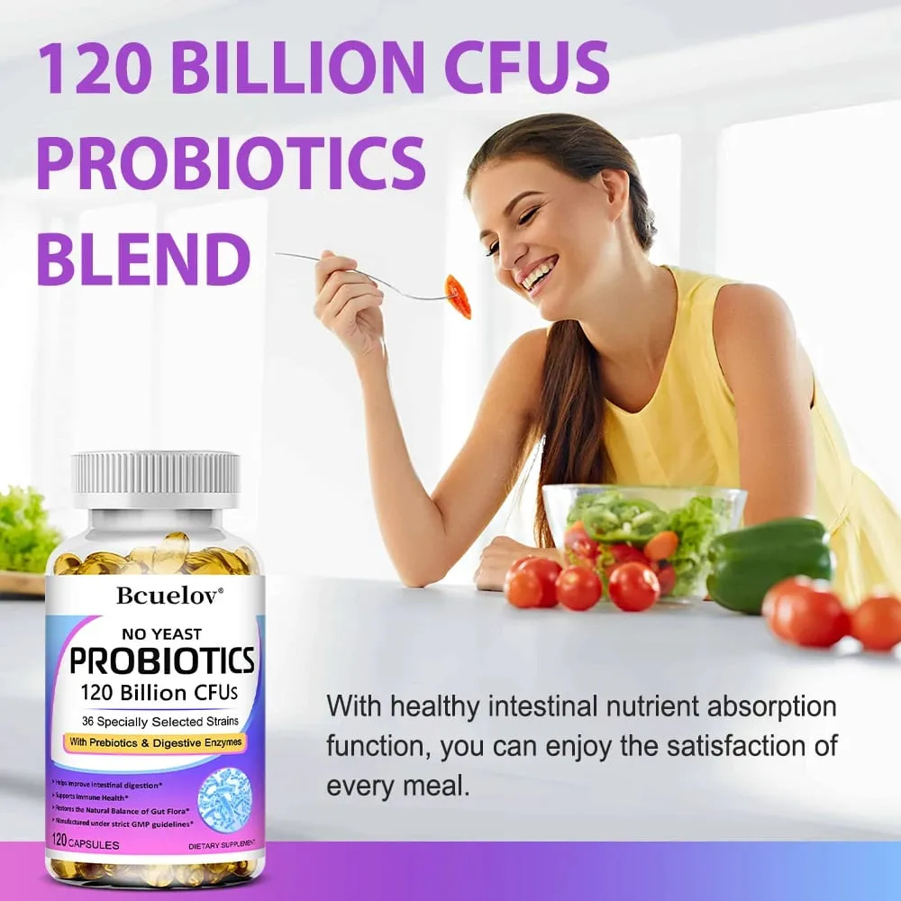 Premium Probiotics with Prebiotics and Digestive Enzymes To Aid Digestion and Boost The Immune System - 120 Capsules — image 5