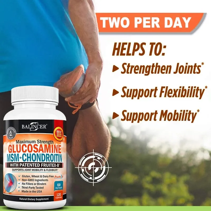 Glucosamine Chondroitin MSM - Joint Support Supplement for Men and Women - Relieve Joint Discomfort 30/60/120 Capsules NON-GMO — image 5