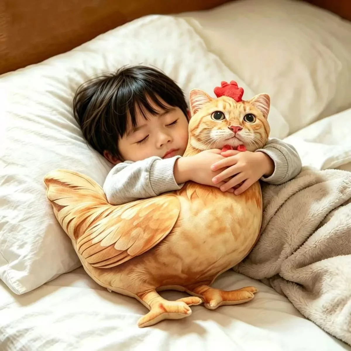 Gato frango engraçado novidade macio travesseiro de pelúcia bonito animal pelúcia sofá almofada 3d laranja malhado gatinho boneca — image 4
