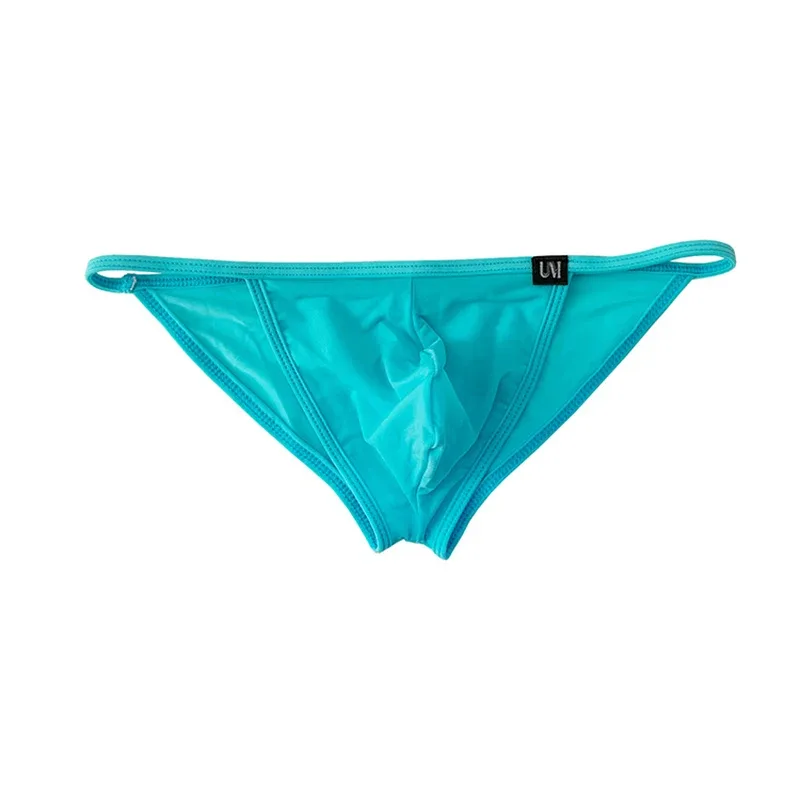 Celana Dalam Seksi Pria Celana Dalam Sutra Es Ultratipis Pakaian Dalam Bikini Belah Ganda dengan Celana Dalam Desain U-cembung Yang Dipersonalisasi Lubang