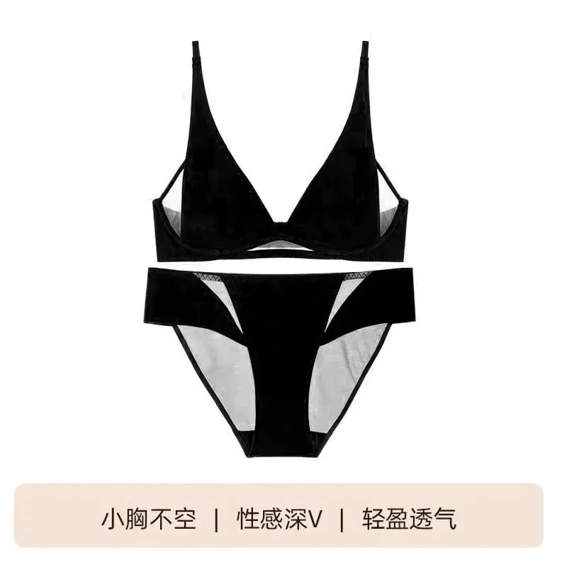 Französischer Triangel-BH mit Hasenohren, tiefem V, kabelloses Bralette für kleine Brüste, keine Lücke, sexy Dessous-Set, atmungsaktiv, Sommer, dünn — image 10