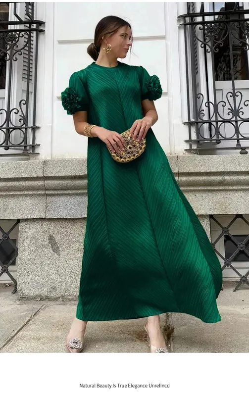 Miyake Pleated Heavy Industry Flower Disc Geometric Pleated Dress Versatile Age-reducing Mother Outfit 2024 for Women — image 9