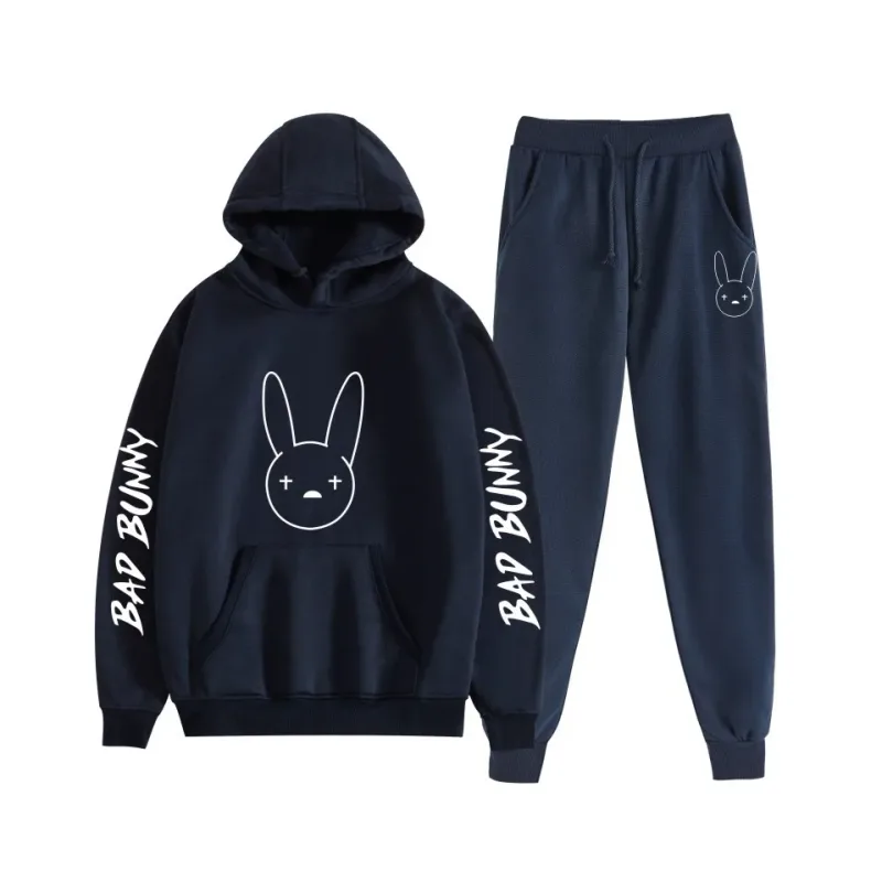 Costume Harajuku confortable imprimé mauvais lapin, sweat-shirt et pantalon de survêtement pour femmes, sweat à capuche + pantalon, ensemble 2 pièces pour garçons/filles — image 11