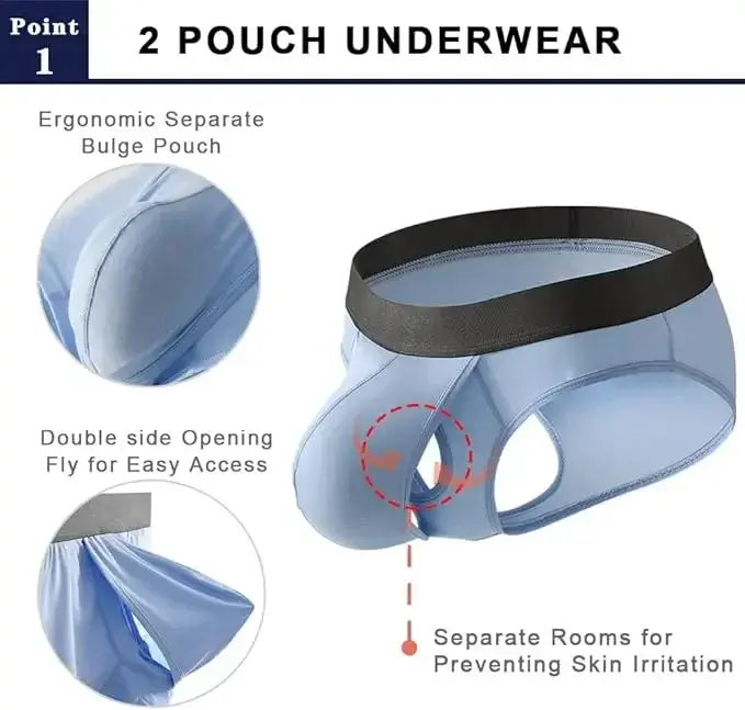 Herren-Unterhose aus Bambusfasern, athletisch, schnell trocknend, atmungsaktiv, separater Beutel, mit Fly-Front-Doppelbeutel-Unterhose, für mehr Komfort — image 5