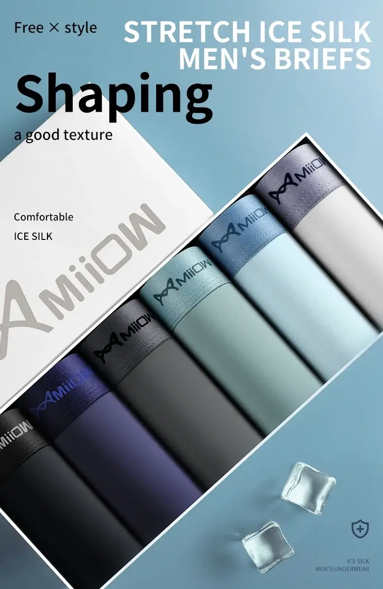 MiiOW 3Pcs Ice Silk Men Underwear Boxers 3A Breathable Crotch Man Underpants Graphene Antibacterial Men's Panties Boxer Trunks — image 15