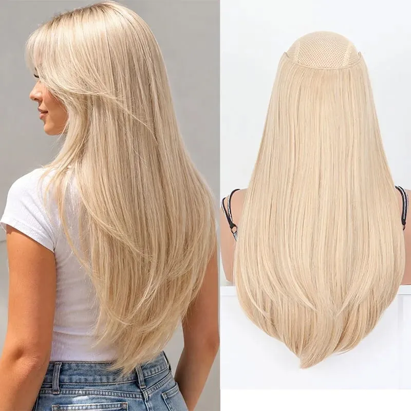20Inch Synthetic Layered Clip In Hair Extensions Long Straight High Temp Fiber Hair Extension for Women Increase Hair Volume — image 8