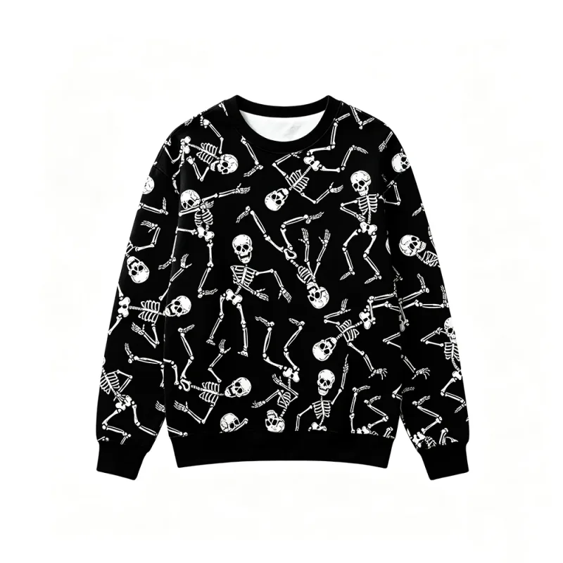 Sweat-shirt à col ras du cou pour homme, vêtement de Style gothique, imprimé squelette Rose, rétro, décontracté, Harajuku, hip-hop, hauts à la mode — image 4