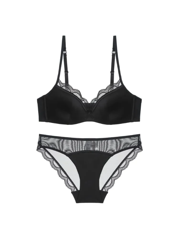Summer Seamless Lace Bra Set for Small Bust Soft Wire Anti-Sagging Slimming Bralette & Panty Lightweight Lingerie Sexy Set — image 1