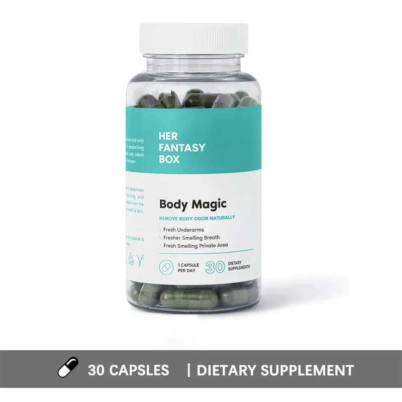 Pilules de chlorophylle Body Magic - Capsules végétaliennes Booster d'énergie naturelle pour la désintoxication et la digestion des odeurs corporelles, soutiennent la santé de l'intestin et de la peau