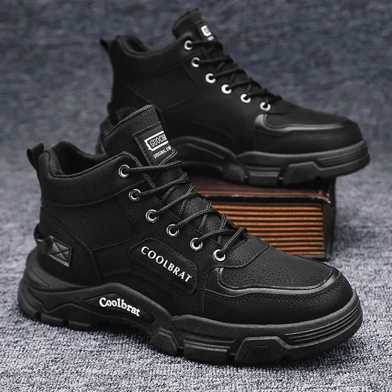 Men‘s Casual Sneakers High Quality Comfortable High Top Ankle Boots Chelsea Fashion Cowboy Work Shoes Trendy Versatiled Hombres — image 4