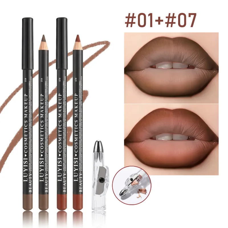 Professional Lip Liner Set with Sharpener 2pcs Waterproof Lip Pencils+1pc Sharpener Long-Wearing Transfer-Proof Velvet Matte — image 8