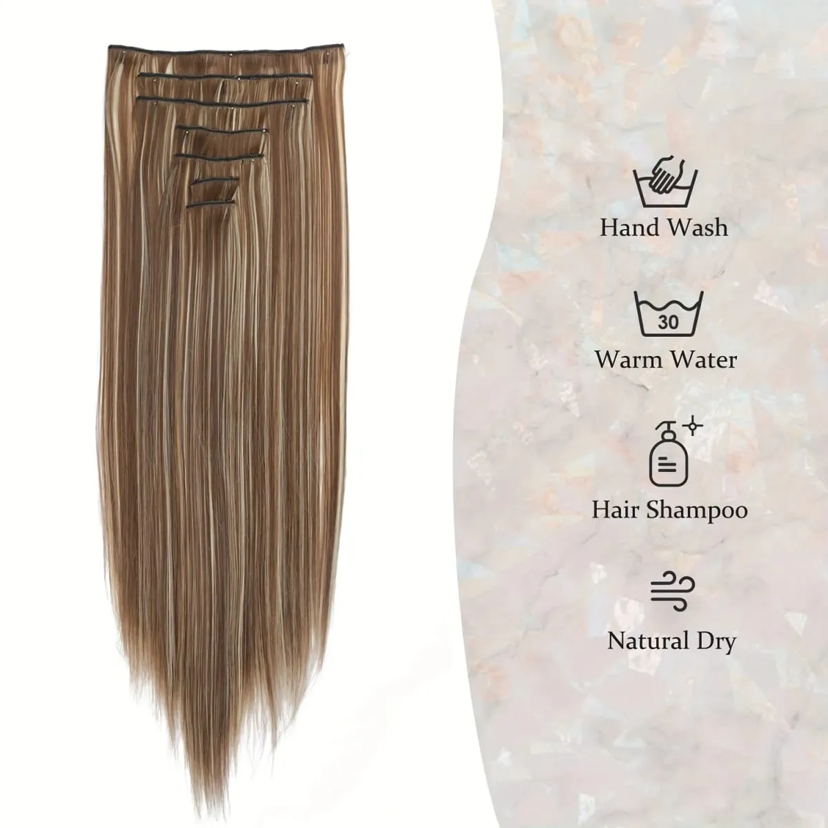 Long Straight Hairstyle 16 Clips 7Pcs/Set Hair Extensions Natural Synthetic Blonde Black Hairpieces Heat Resistant For Women — image 3