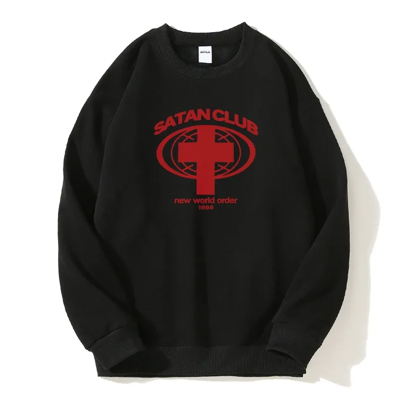 Harajuku Streetwear Oversized Men's Hooded Pullover Satan Club Graphic Print Hoodies Sweatshirts Hip Hop Aesthetic Tops Goth Y2k — image 8