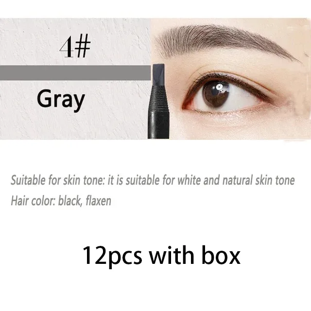 6/12PCS Eyebrow Pencil Hard Core Wholesale Makeup Pull Line Haozhuang Brand Permanent Peel off White Black Waterproof Natural — image 15
