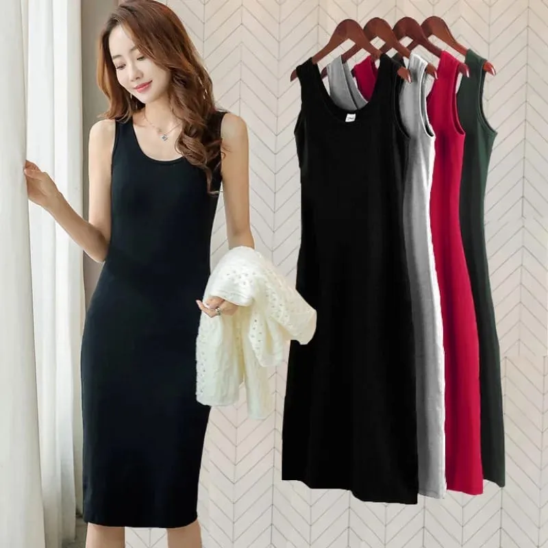 Plus Size Solid Long Dress Korean Fashion Camisole Sleeveless Sexy Women's Dresses Summer Casual Y2k Oversized All-match Skirt — image 1