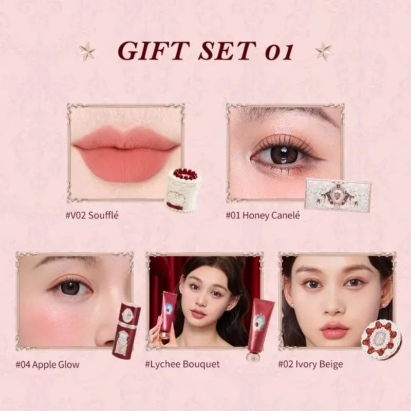 Flower Knows Strawberry Cupid Set trucco professionale per donna Kit completo Confezione regalo Ombretto Crema labbra Blush Set in polvere compatta — image 8