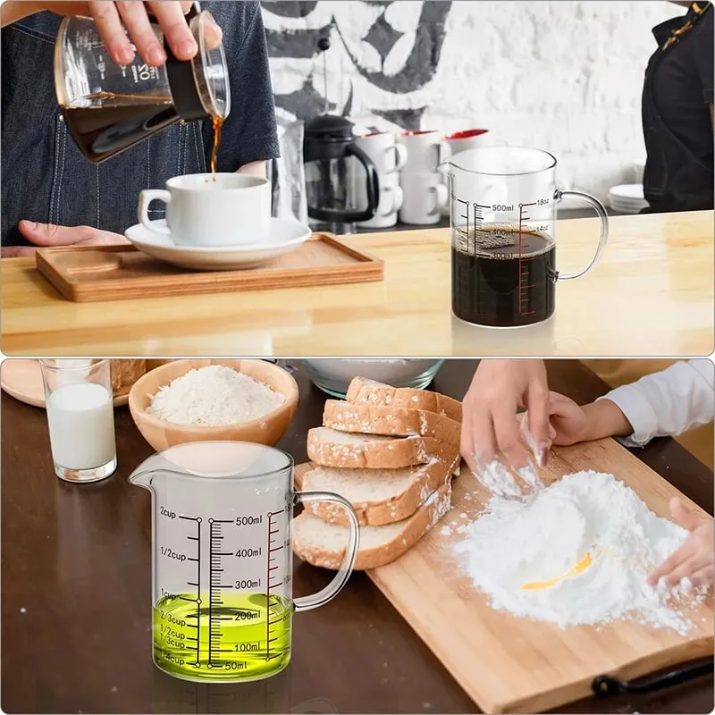 Mataas na Borosilicate Glass Measuring Cups Clear Glass Scale Cup With Handle V Shaped Spout Kitchen Glass Measuring Beaker — image 6