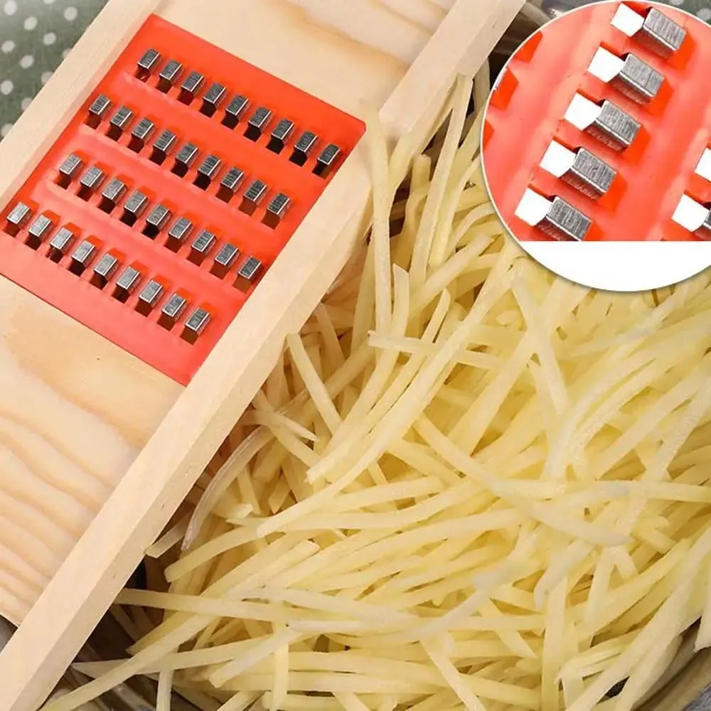 Wooden Multifunctional Vegetable Cutter Carrot Hand-held Food Grater Peeler Cheese Slicer Kitchen Tools Cucumber Potato Cutter — image 1