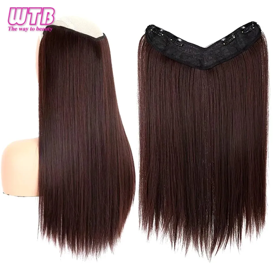 Synthetic 4 Clip In Hair Extensions Long Straight Hairstyle Hairpiece Black Brown Blonde 50CM Natural Fake Hair For Women