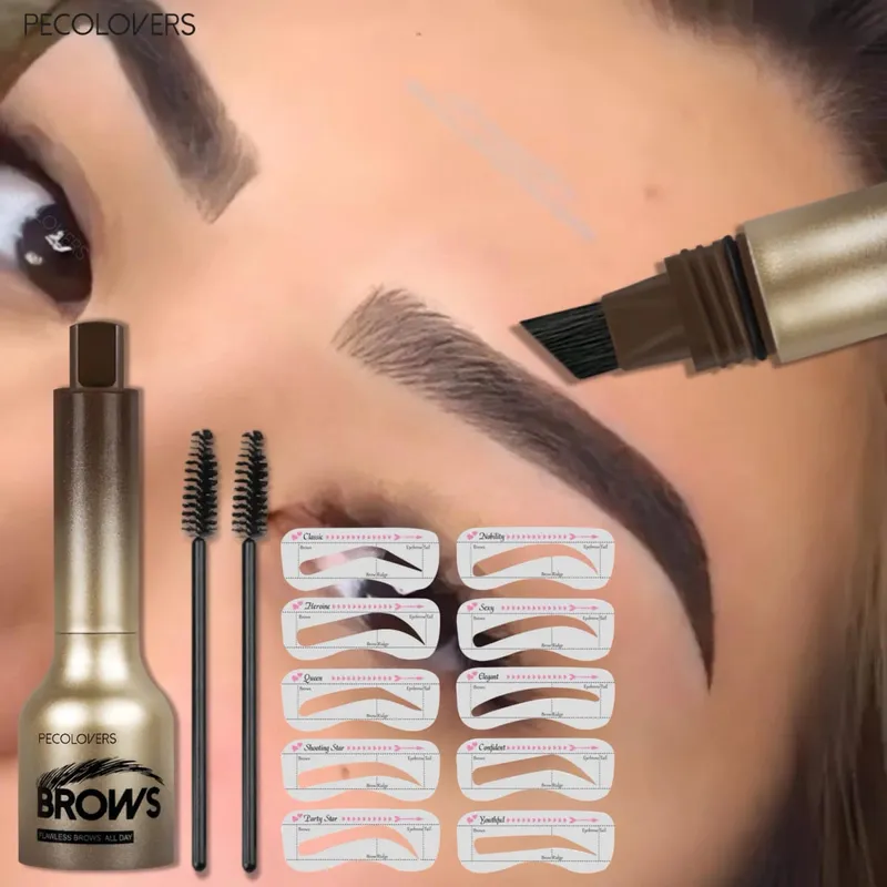 4 Pcs/SET Eyebrow Products Makeup 3 in 1 The Face Contouring Eyebrow Hairline Contour Fine Powder Soft Mist Brow Look — image 5