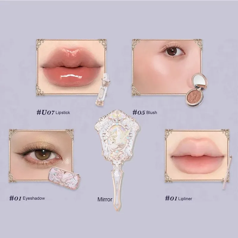 Flower Knows Knight Unicorn Makeup 5pcs Gift Set Lipstick Blush Cloud Setting Powder Lipliner Eyeshadow Cosmetics Kit Maquillage