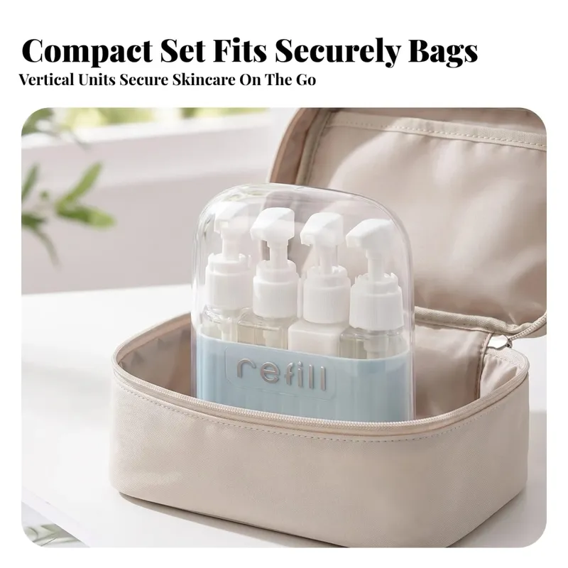 Travel Bottle Organizer Compact Organizer with Pump Bottles for Travelers Business Trips Gym — image 3