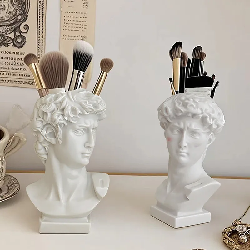 Kreative Statue Von David Form Pinsel Topf Desktop Ornamente Lagerung Box Haushalt Make-Up Pinsel Organizer