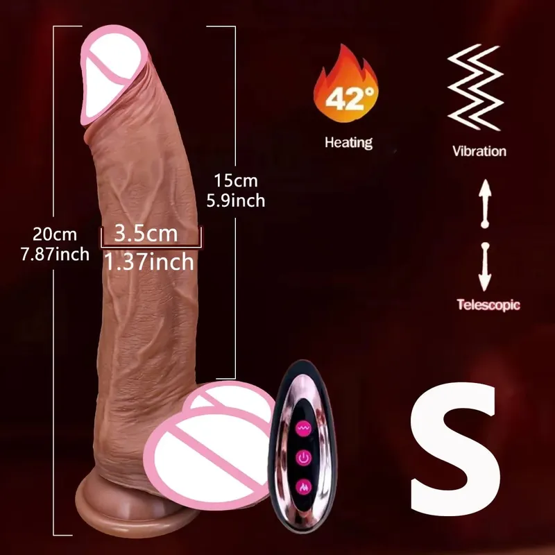 Realistic Skin Penis Thrusting Dildo Realistic Remote Vibrator Penis With Suction Cup Artificial Rubber Cock Sex Toy for Women
