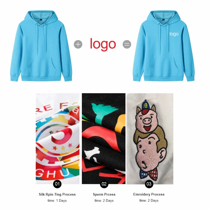 Fashion 9 Colors High-Quality Pullovers Custom Logo Printed Personal Group Brand Embroidery Men and Women 100% Cotton Hoodies — image 8